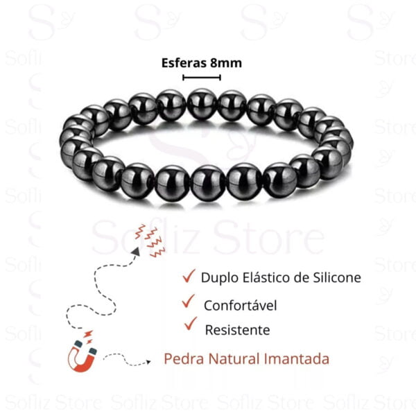 Pulseira Pedra Natural Hematita medidas Imantada Tamanhos Variados Envio Rápido Sofliz