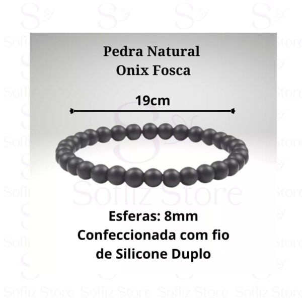 Pulseira Onix Pedra Fosca Medidas - Com Fio De Silicone Duplo Forte Sofliz