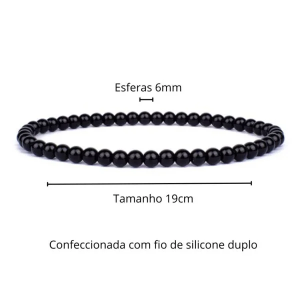 Pulseira Pedra Natural Onix Negra Esferas 6mm - Image 3