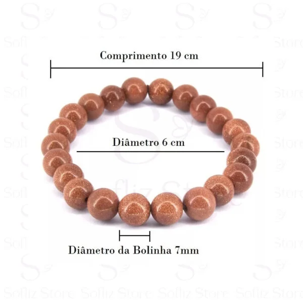 Pulseira De Bolinhas Pedra Do Sol medidas - Para Boas Energias Proteção - Com Fio Silicone Duplo Sofliz