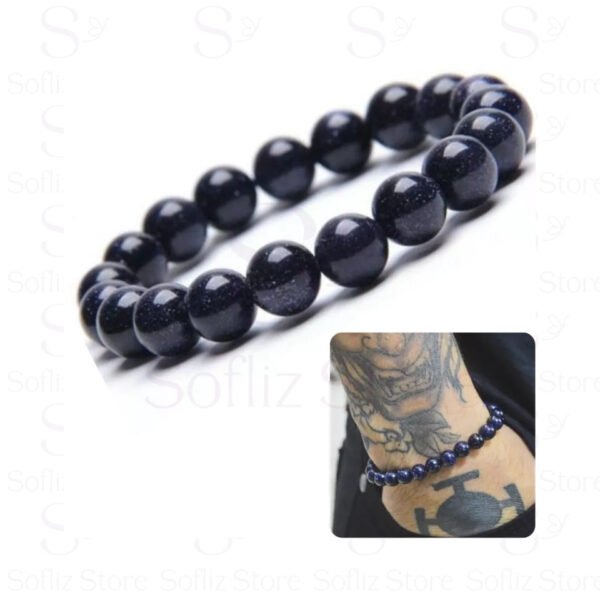 Pulseira Masculina De Pedra Estrela Azul capa - Silicone Resistente- Com Fio Silicone Duplo Sofliz