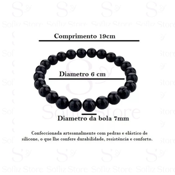 Pulseira Pedra Onix medidas - Com Fio Silicone Duplo Força E Proteção - Com Fio Silicone Duplo Sofliz