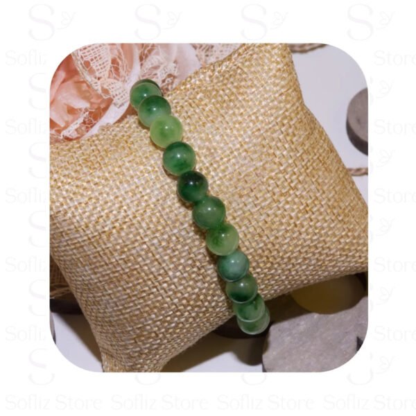 Pulseira Quartzo Verde Pedra Natural capa - Saúde E Equilibrio - Com Fio Silicone Duplo