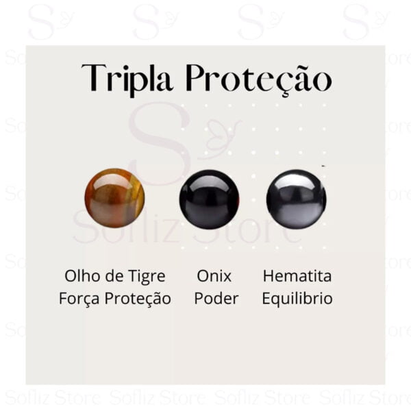 Pulseira Pedras Mistas Olho De Tigre - Onix - Hematita pedras Envio Rápido Sofliz