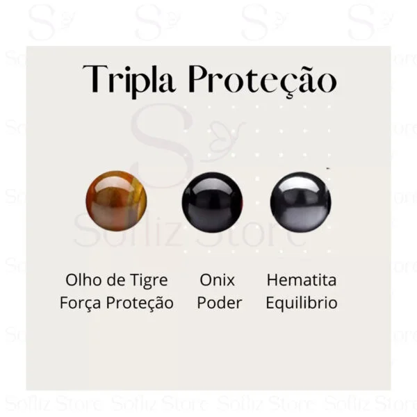 Pulseira Pedras Mistas Olho De Tigre - Onix - Hematita pedras Envio Rápido Sofliz