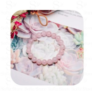 Pulseira Bolinha Quartzo Rosa Capa - Pedra Natural A Pedra Do Amor Envio Rápido Sofliz