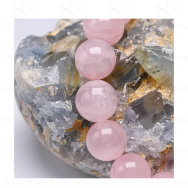 Pulseira Bolinha Quartzo Rosa detalhe - Pedra Natural A Pedra Do Amor Envio Rápido Sofliz