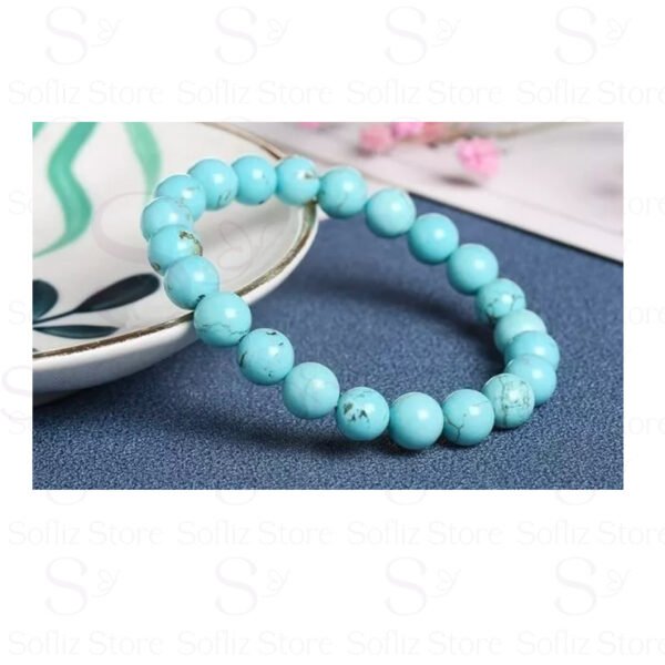 Pulseira Turquesa Pedra Natural Azul simples - Unissex - Prosperidade Envio Rápido Sofliz Loja