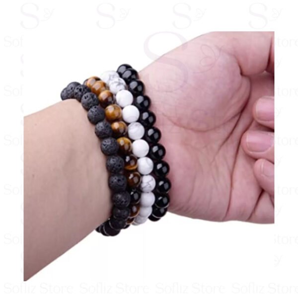 Kit 4 Pulseiras Pedras Naturais sofilz ambientada Semi Jóia Luxo