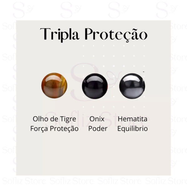 Trio De Pulseiras Hematita Olho De Tigre Onix pedras - Bolinhas 6mm Envio Rápido Sofliz