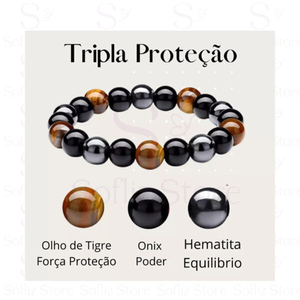 Pulseiras Pedras Naturais Combo Proteção 4 Unid detalhe Emb Presente Envio Rápido Sofliz