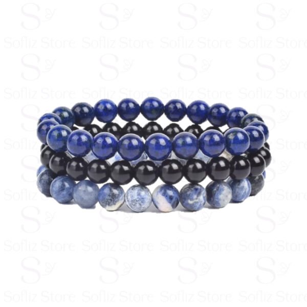 Combo Pulseiras De Pedras Sodalita Onix Lapis Lazuli Principal 3 Unid - Sofliz Store - Loja Online