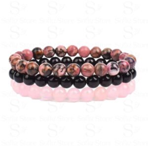 Combo Pulseiras Pedras Rodonita Onix Quartzo Rosa 3 Unid - Principal- Sofliz Store - Loja Online - Mercado Livre