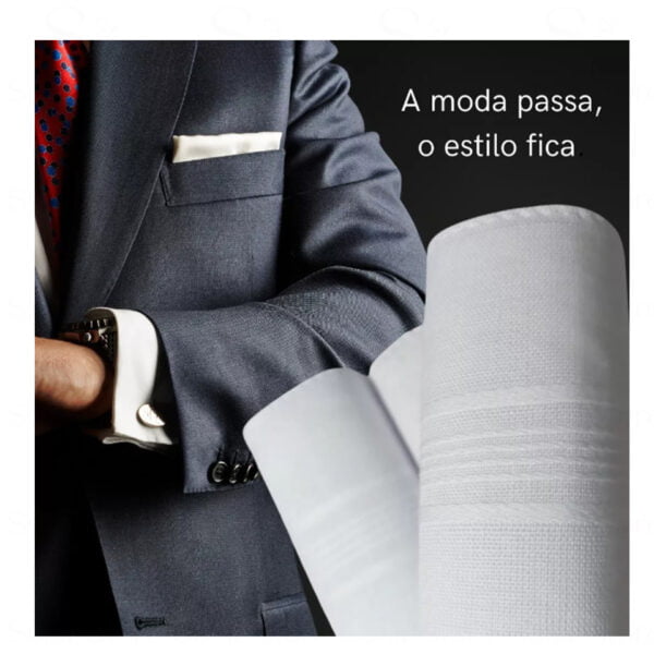 Lenço De Bolso Masculino Premier Branco liso ambiente 3 unidades puro algodão