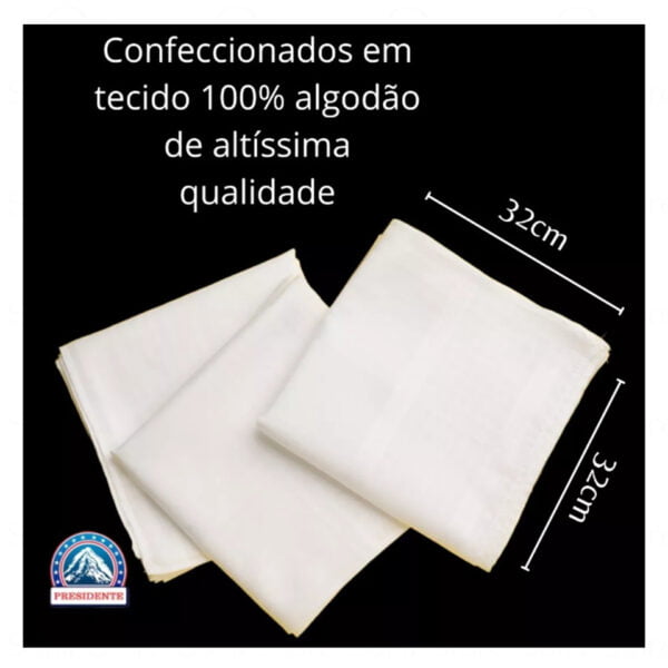 Lenço De Bolso Masculino Premier Branco liso medidas 3 unidades